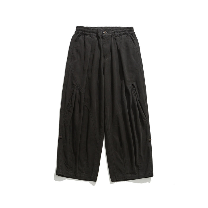 Damen weite Utility-Cargohose mit Gummibund und dekorativen Falten Drune