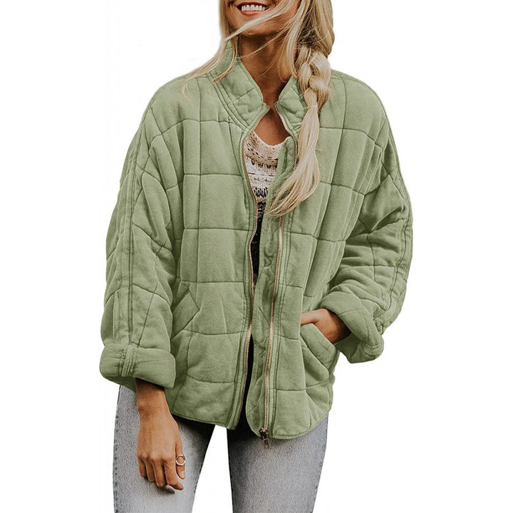 Damen Steppjacke im Oversized Schnitt mit Stehkragen und verdecktem Reißverschluss Drune
