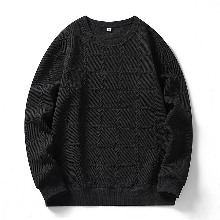 Herren Feinstrukturierter Rundhals‑Strickpullover mit Karomuster und lässigem Schnitt Drune