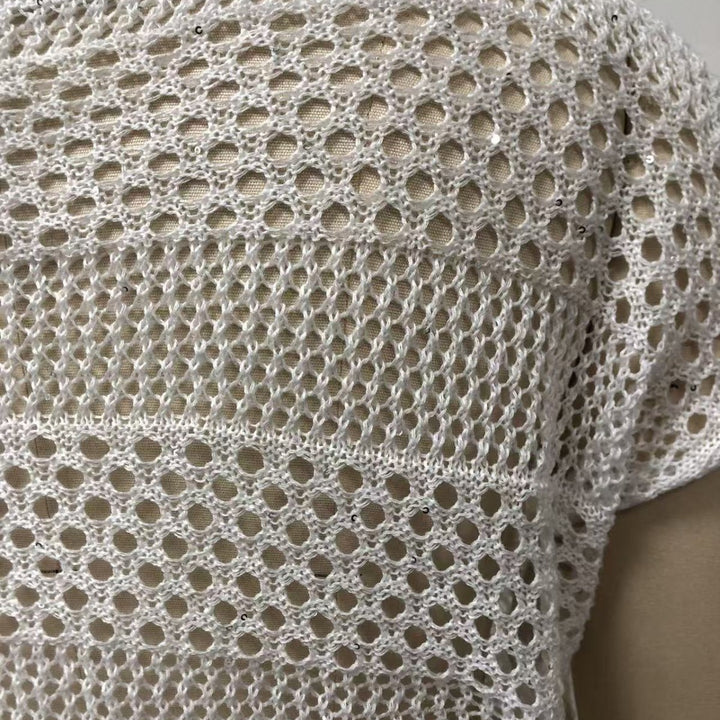 Damen luftige Häkel-Strandtunika mit Knopfdetails Drune