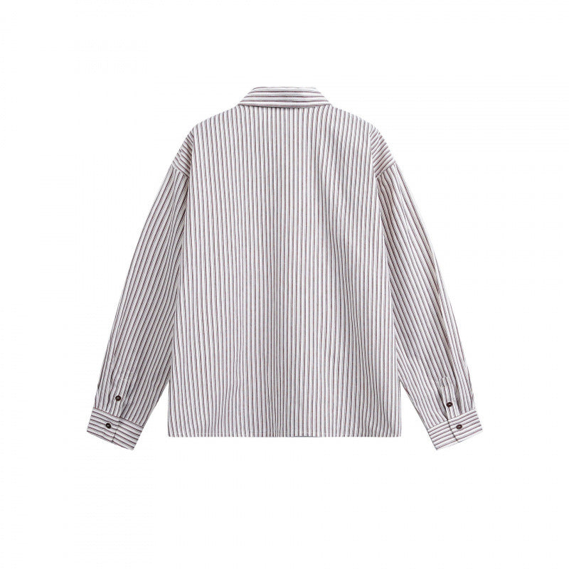 Damen Gestreifte Oversize‑Hemdjacke mit verdecktem Reißverschluss und Brusttasche Drune