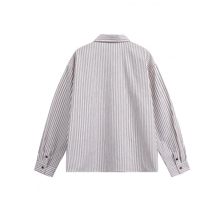 Damen Gestreifte Oversize‑Hemdjacke mit verdecktem Reißverschluss und Brusttasche Drune