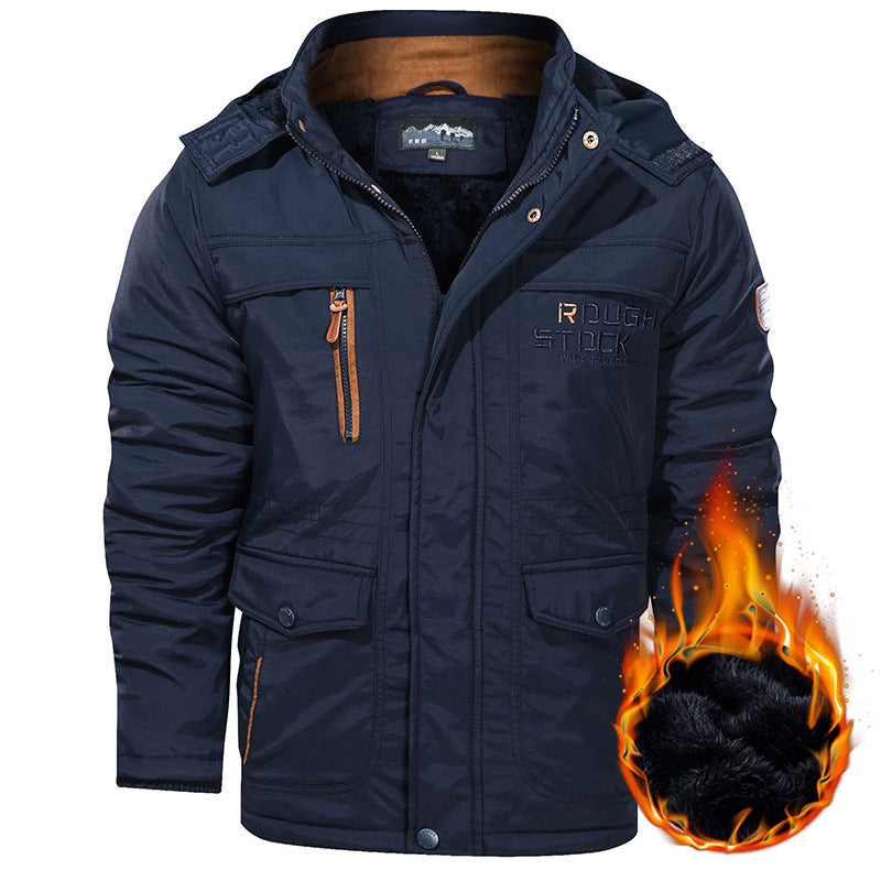 Herren nan isolierte Kapuzenparka mit Sherpa-Innenfutter, winddichter Front und Multifunktions-Taschen Drune