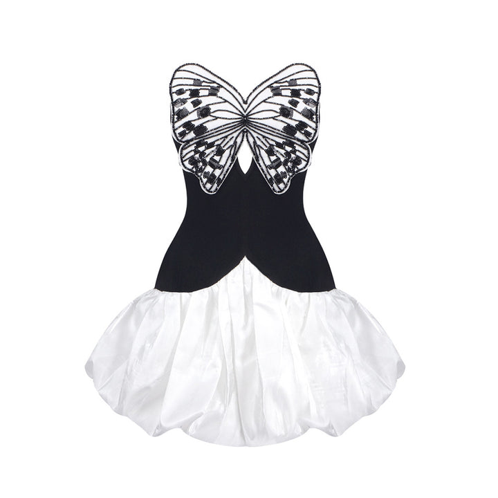 Damen Elegantes Cocktailkleid mit einzigartigem Schmetterlingsdesign und voluminösem Rock Drune