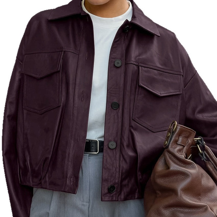 Damen Kunstlederjacke mit praktischen Taschen und modernem Schnitt Drune