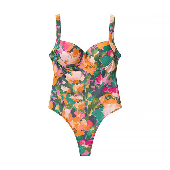 Damen Weite Cropped-Hose mit elastischem Bund und aquarelligem Blumenprint Drune
