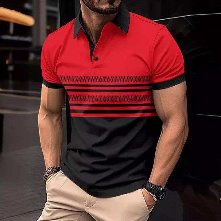 Herren Kurzarm Poloshirt mit hochwertigem Streifen-Design und atmungsaktiven Eigenschaften Drune