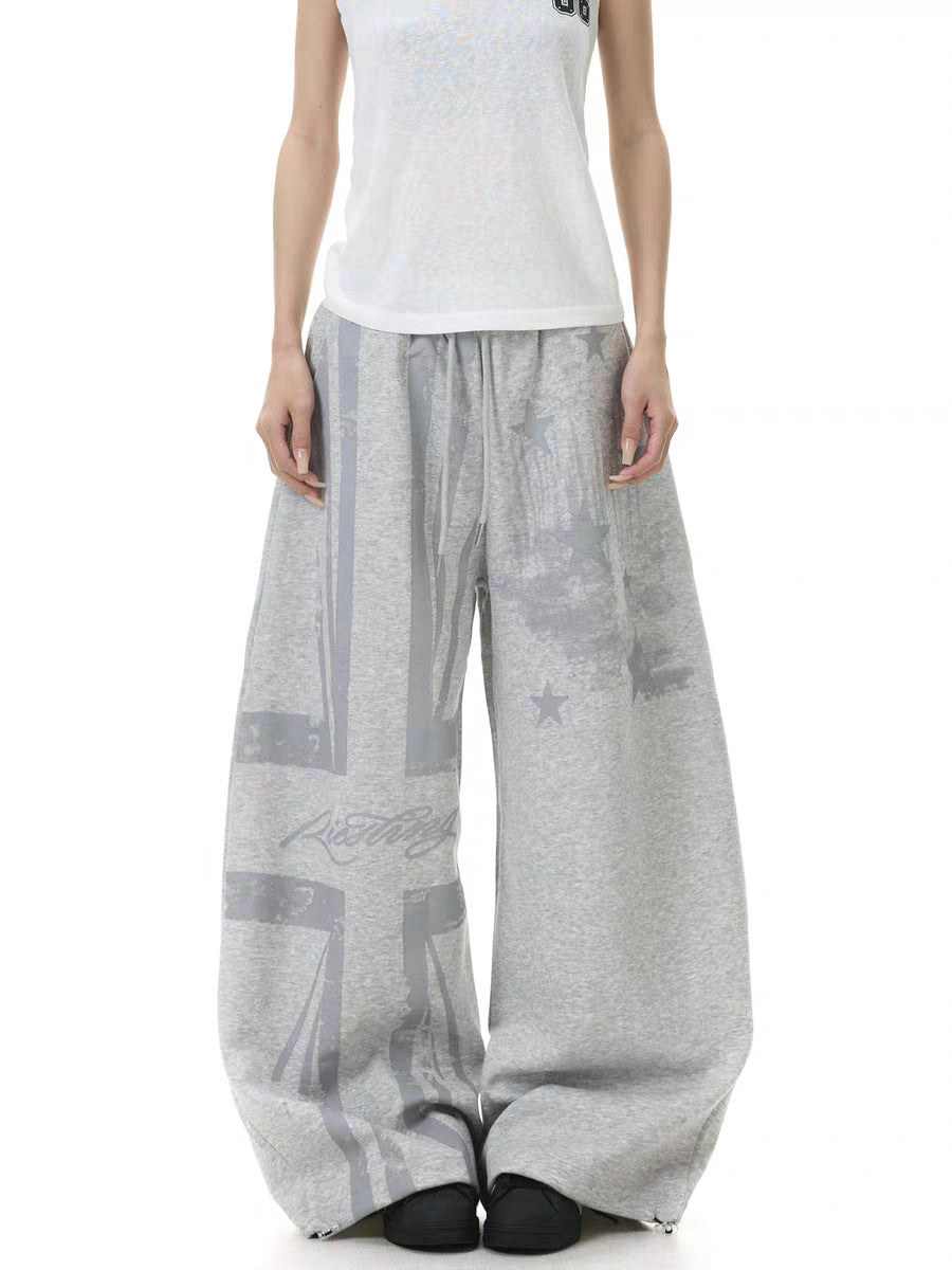 Damen Lässige Übergröße Sweatpants mit grafischen Designelementen Drune