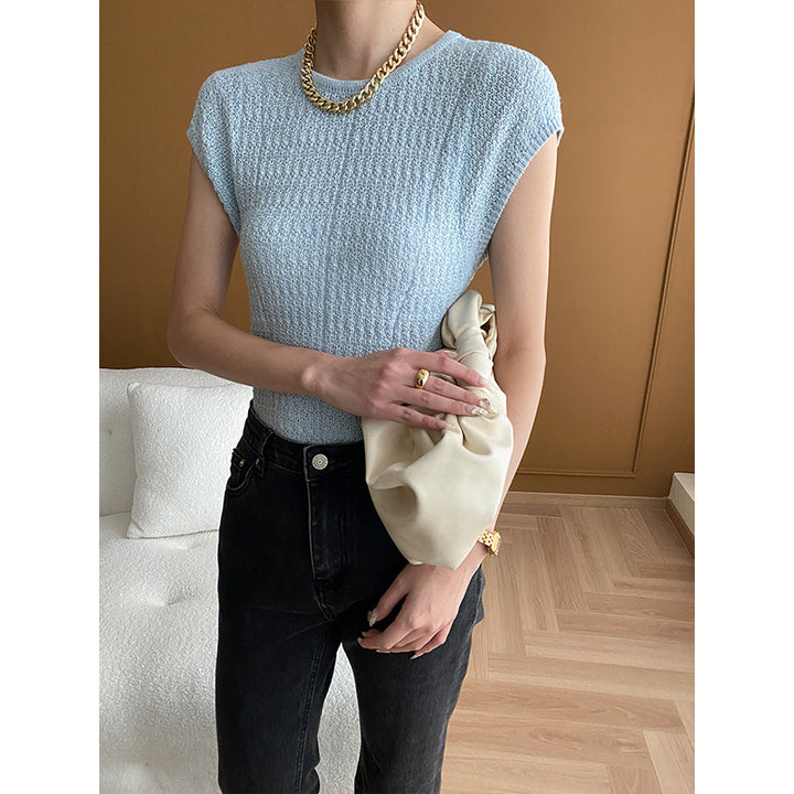Damen elegantes Kurzarmshirt aus strukturiertem Gewebe Drune