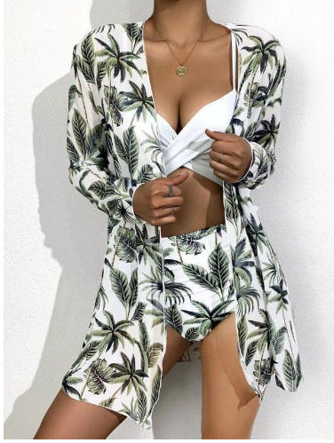 Damen Zweiteiliges Bikini-Set mit floralem Wickelüberwurf Drune
