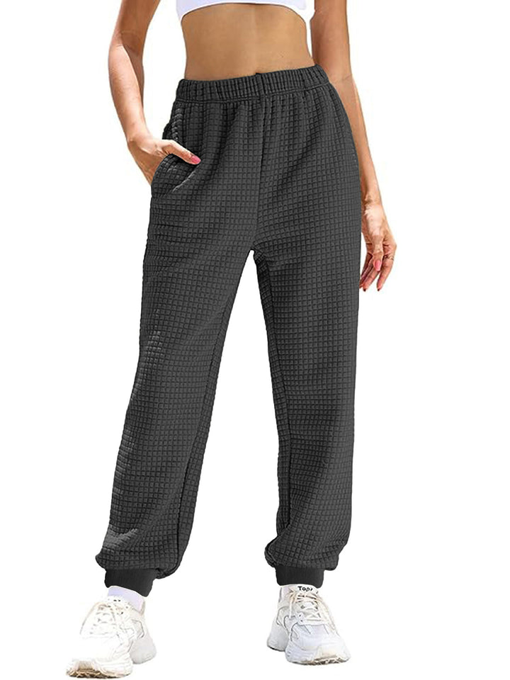 Damen lockere Waffelstruktur Jogginghose Drune