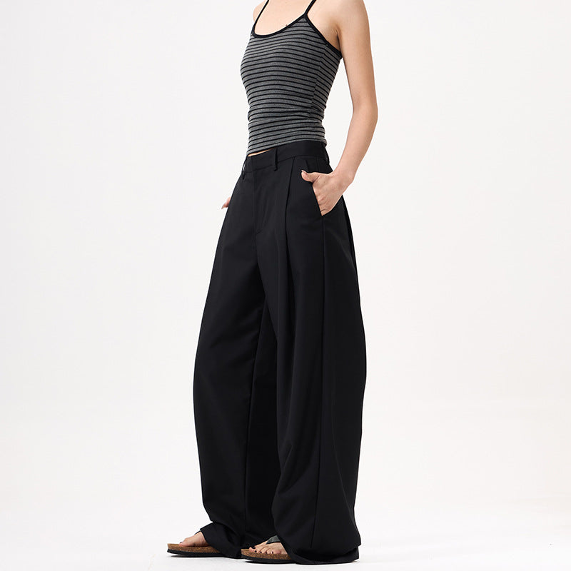 Damen Palazzo‑Hose mit extra weitem Bein, verdecktem Reißverschluss und Bügelfalte Drune