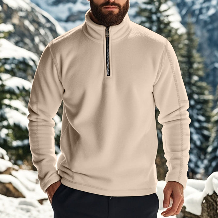 Herren kuscheliger Fleece-Pullover mit half-Zip und hohem Kragen Drune