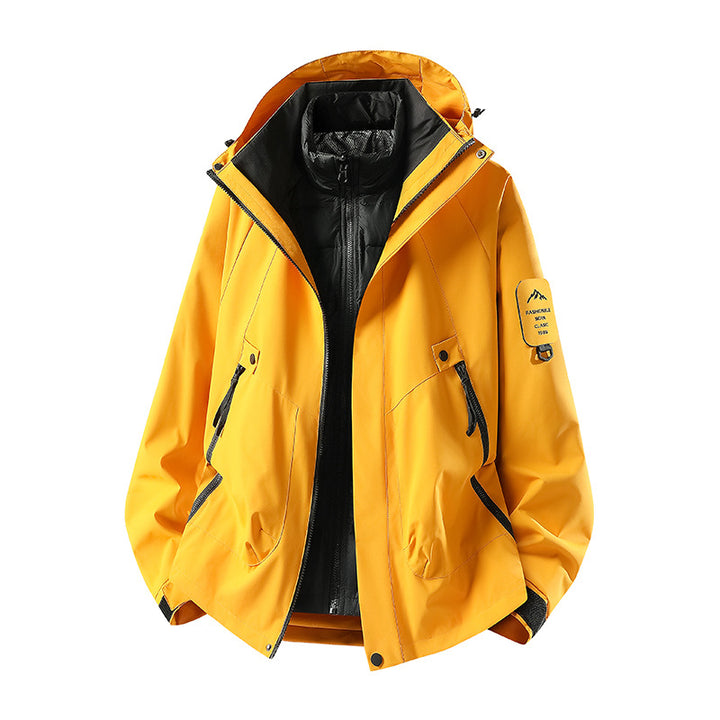 Herren Zwei-in-eins Wetterschutzjacke mit abnehmbarer Steppweste und verstellbarer Kapuze Drune