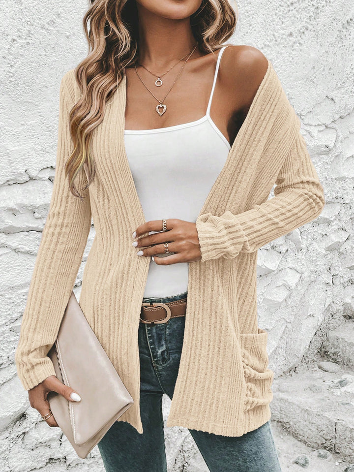 Damen Strickjacke mit langen Ärmeln und seitlichen Taschen Drune