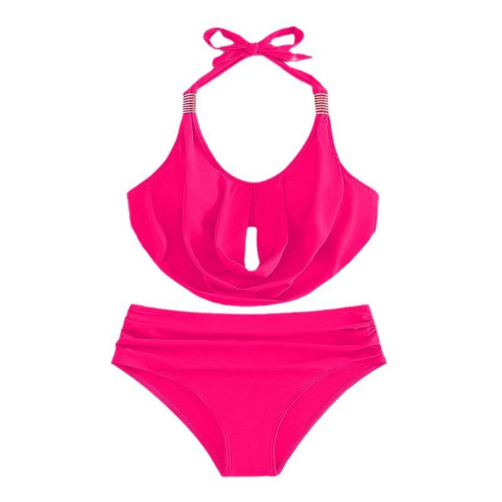 Damen Eleganter Tankini mit tiefem V-Ausschnitt und raffinierten goldfarbenen Akzenten Drune