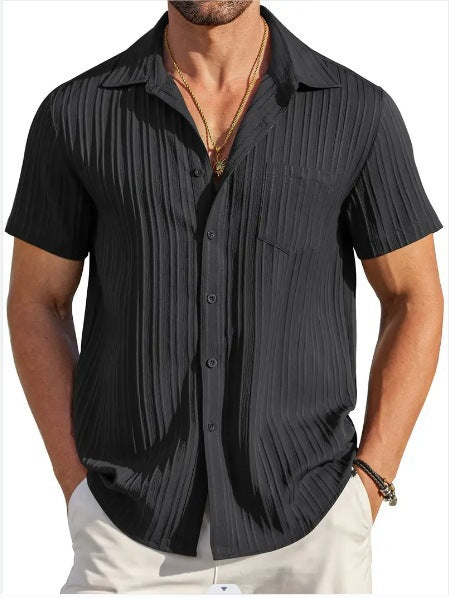 Herren Kurzarm-Hemd mit strukturiertem Design Drune