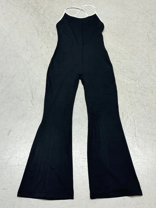 Damen Fluffiger Jumpsuit mit weiten Beinen und raffiniertem Rückenausschnitt Drune
