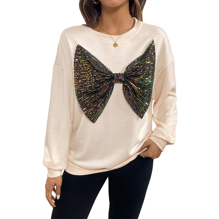 Damen Lässiger Pullover mit funkelndem Schleifenmotiv Drune