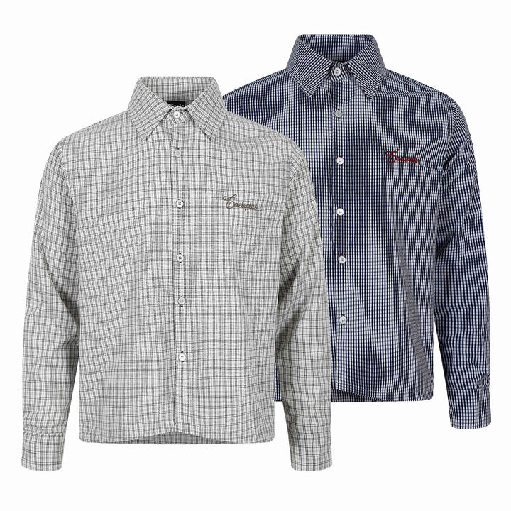 Herren Kariertes Gingham-Hemd mit Button-Down-Kragen und Bruststickerei Drune