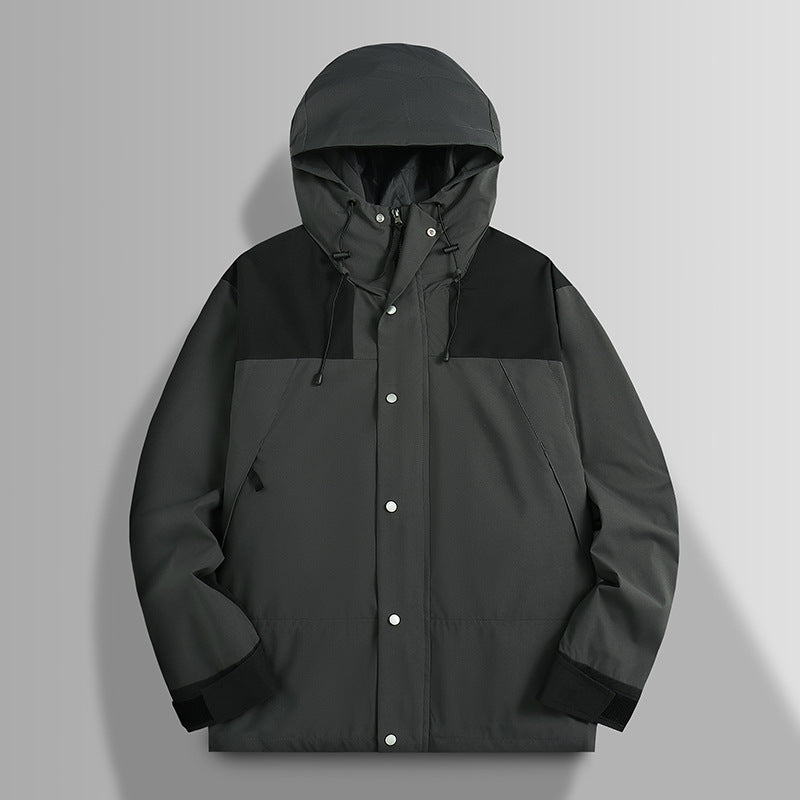 Herren Wasserfeste Softshelljacke mit Kapuze, verstellbaren Bündchen und verdeckter Druckknopfleiste Drune