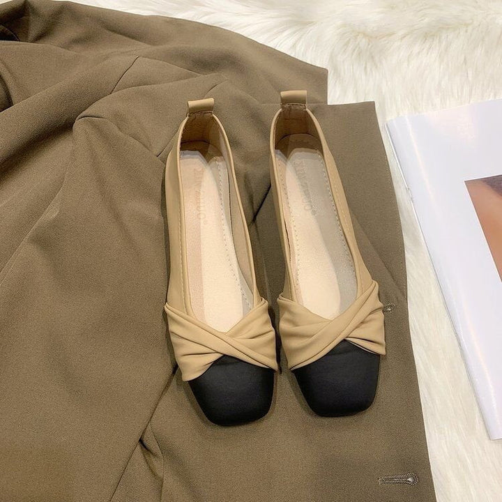 Damen Ballerinas mit modernem Knotendesign und kontrastierender Sohle Drune