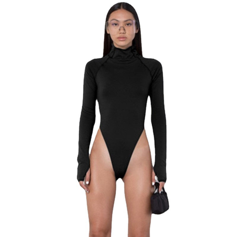 Damen Langarm-Bodysuit mit hohem Kragen und figurschmeichelndem Schnitt Drune