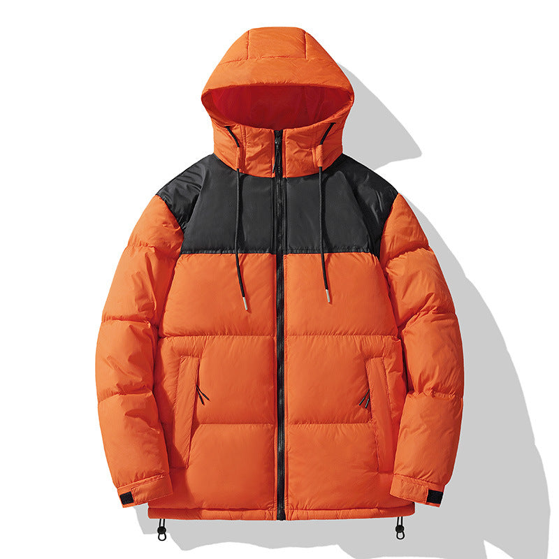 Herren  isolierte Kapuzen-Puff-Jacke in zwei Farben mit Reißverschluss-Utility-Taschen und verstellbarem Kordelsaum Drune