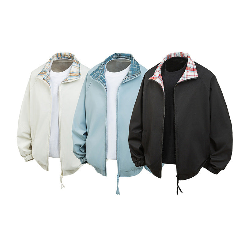 Damen Lässige Übergangsjacke mit kariertem Kragen Drune