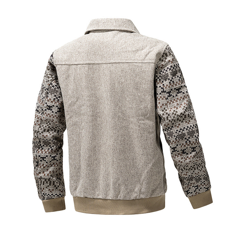 Herren Strick-Blousonjacke mit Reißverschluss, geripptem Saum & Norwegerärmeln Drune