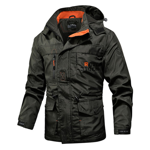 Herren Utility-Fieldparka mit Kapuze, Multifunktions-Taschen und Taillenzug Drune