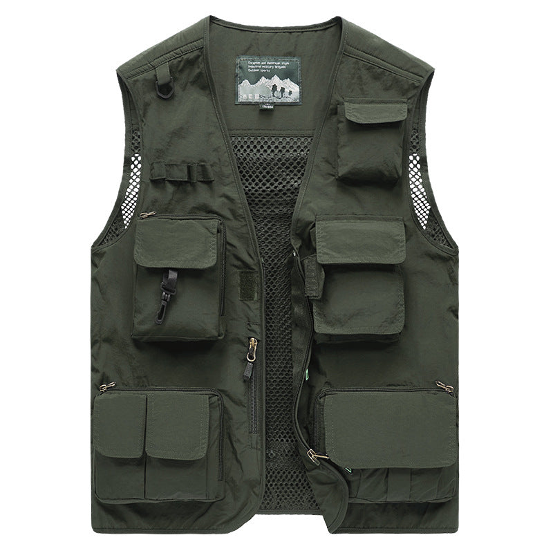 Herren Multifunktionale Angel- und Outdoorweste mit Mesh-Rücken und Mehrfachtaschen Drune