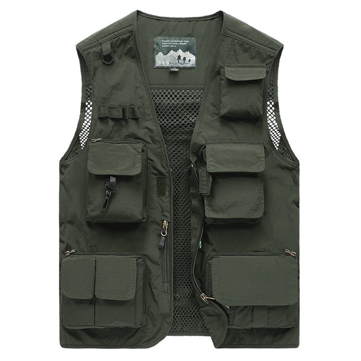Herren Multifunktionale Angel- und Outdoorweste mit Mesh-Rücken und Mehrfachtaschen Drune
