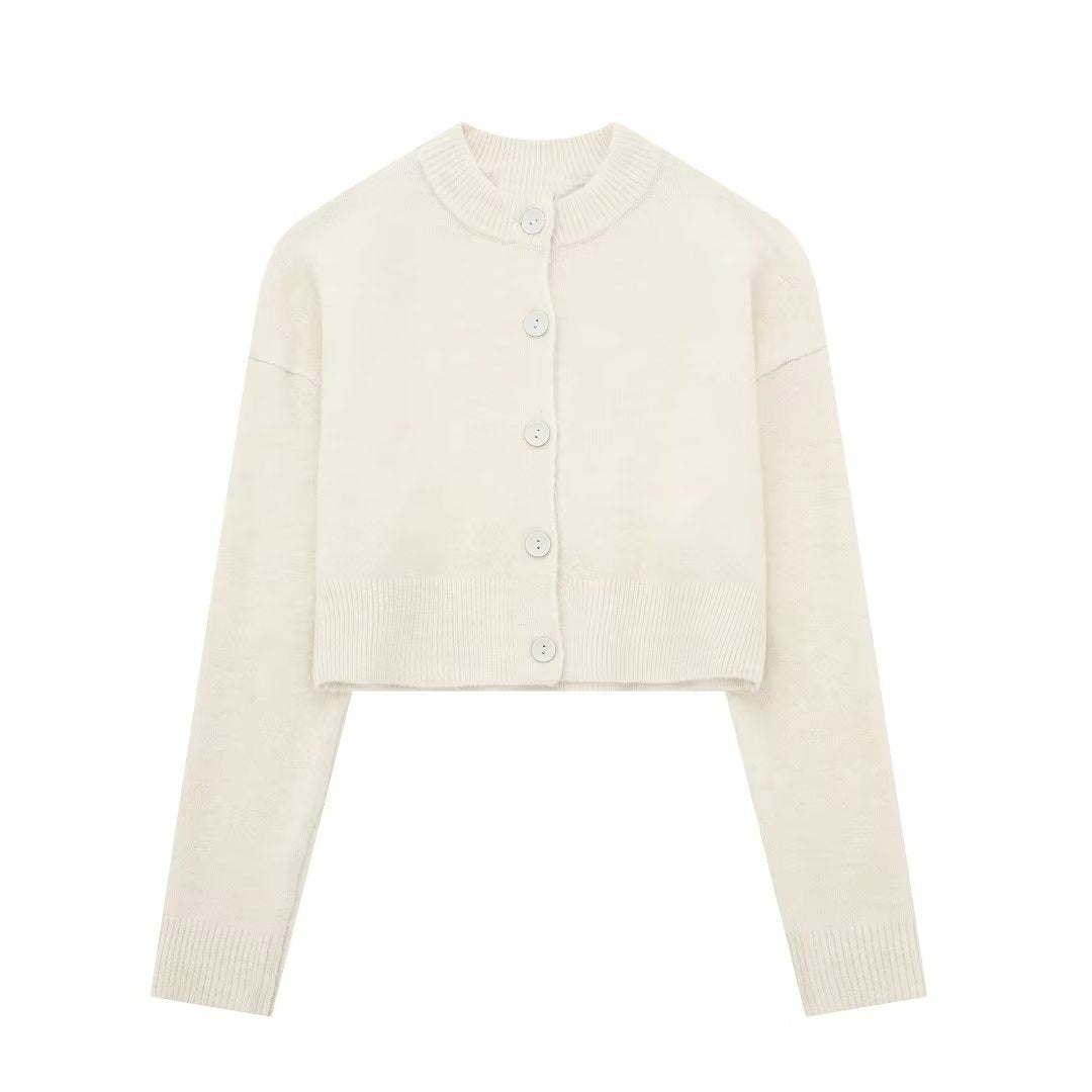 Damen cropped Strickjacke mit eleganten Knopfdetails Drune