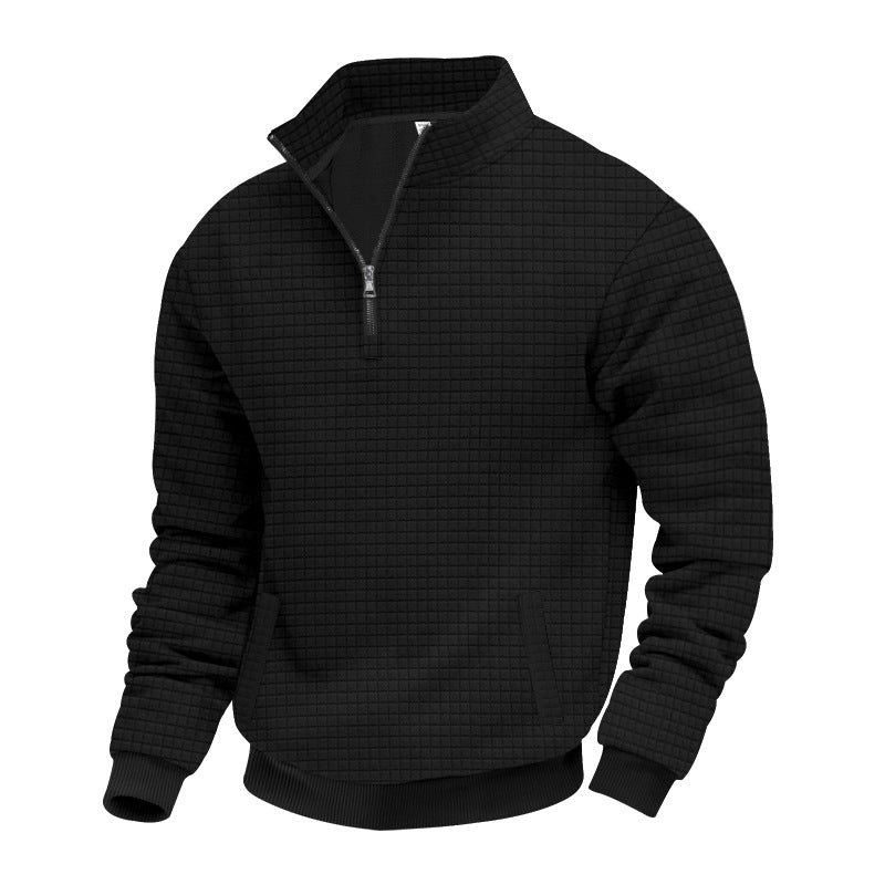 Herren Fleece-Pullover mit strukturiertem Design und hohem Kragen Drune