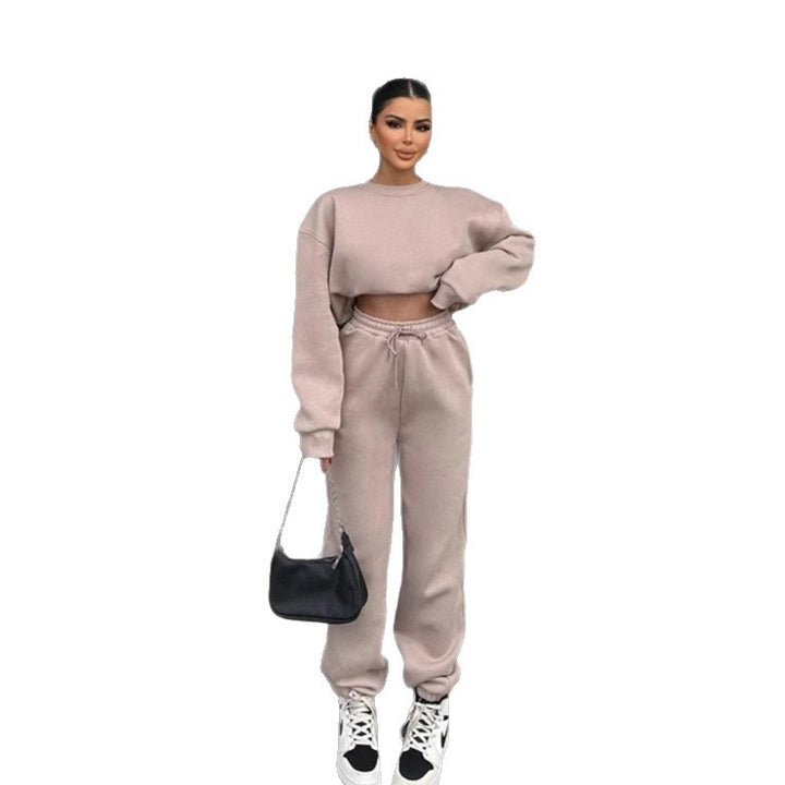 Damen Cropped Sweatshirt und weite Jogginghose Set Drune