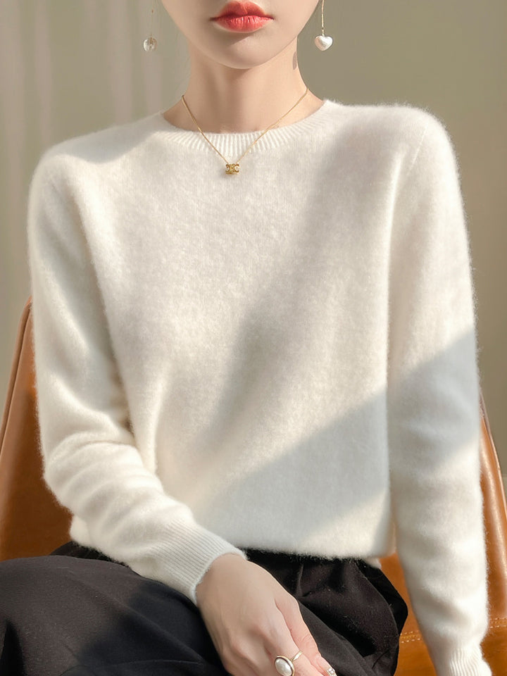 Damen Luxuriöser Kuschelstrick-Pullover mit Rundhals und Mohair-Optik Drune
