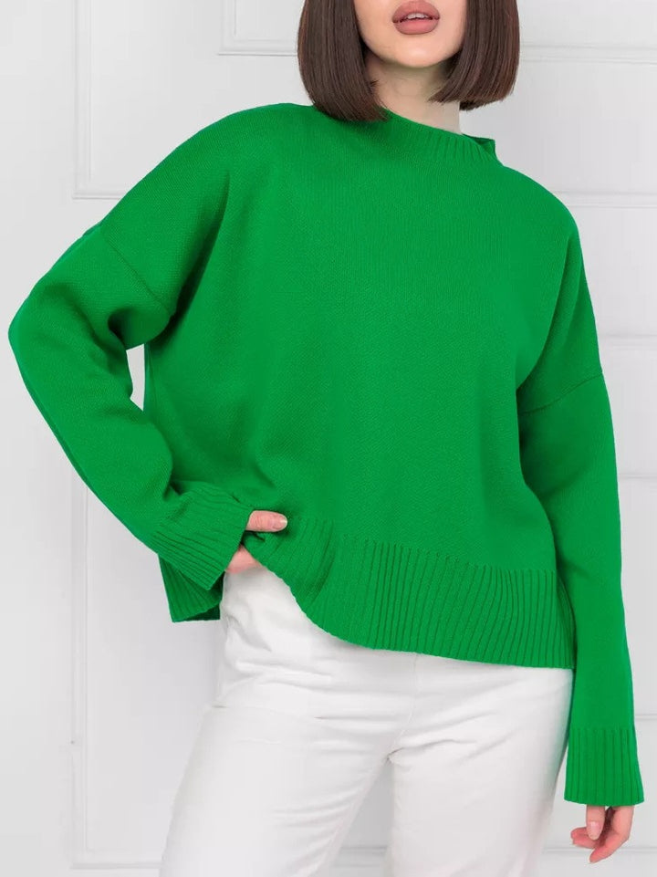 Damen Bequemer Strickpullover mit Rundhalsausschnitt