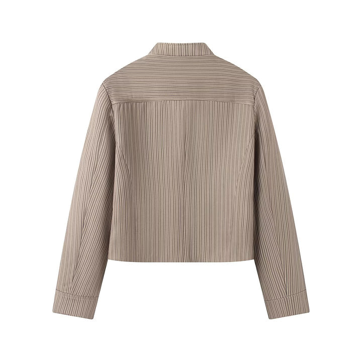 Damen Kurzjacke im Military-Stil mit Stehkragen und Zierknopfreihe Drune