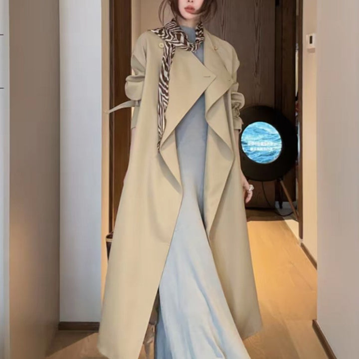 Damen Oversized Wickelmantel mit asymmetrischem Schnitt und verstellbaren Manschetten Drune