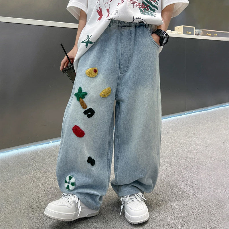 Unisex lässige Jeans mit einzigartigen Stickereien Drune