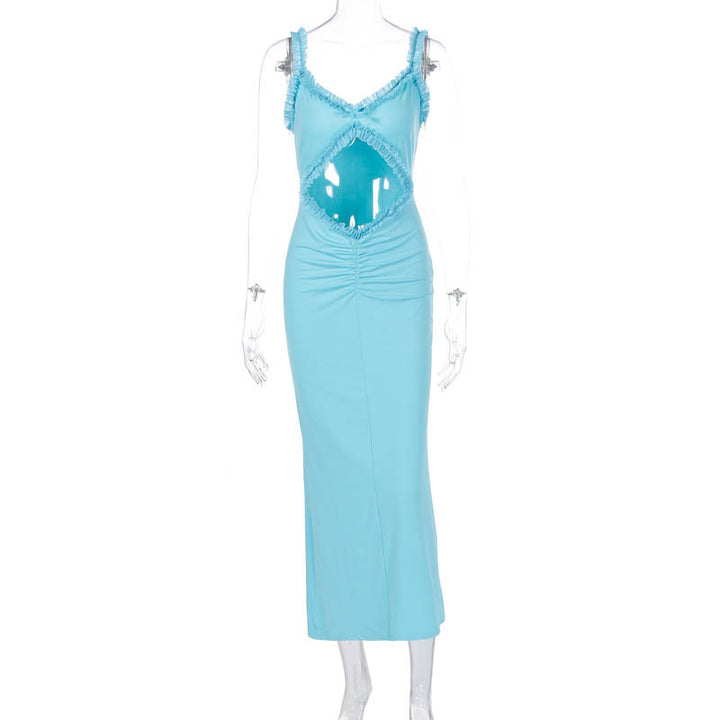 Damen Figurbetontes Wickelkleid mit raffinierten Cut-Outs und Rüschendetails Drune
