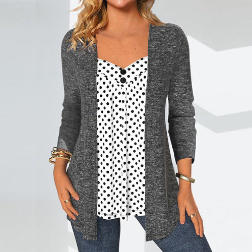 Damen Cardigan mit glänzender Oberfläche und lässigem Fall Drune
