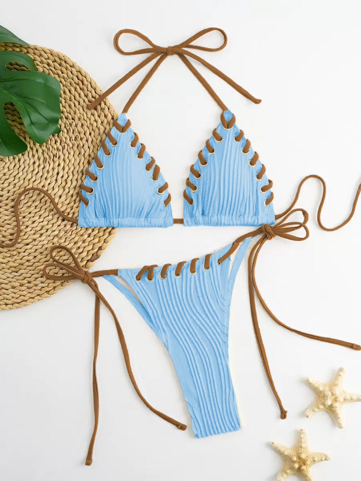 Damen Triangel-Bikini mit raffinierten Schnürdetails und moderner Rippstruktur Drune