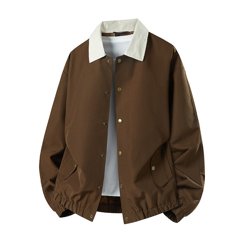 Herren Kurz geschnittene Coachjacke mit Cordkragen, verdeckter Druckknopfleiste & elastischem Saum Drune