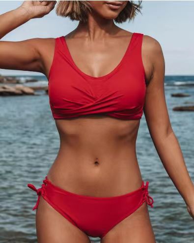 Damen Wickel-Bikini-Set mit elastischen Bündchen und modischem V-Ausschnitt Drune