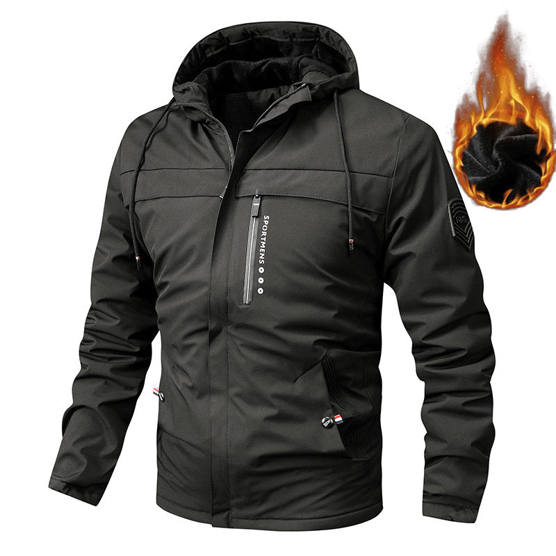 Herren nan gepolsterte Softshell-Thermojacke mit Kapuze und kuscheligem Fleecefutter Drune