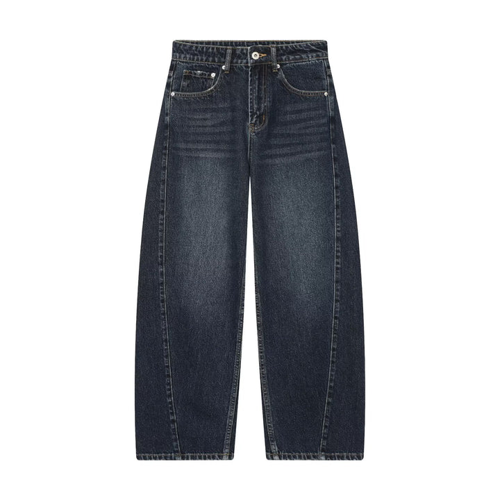 Damen Weite Cropped-Jeans mit hoher Taille und Einsatznaht Drune