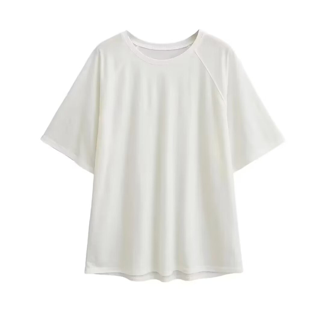 Damen lässiges T-Shirt mit überschnittenen Ärmeln Drune