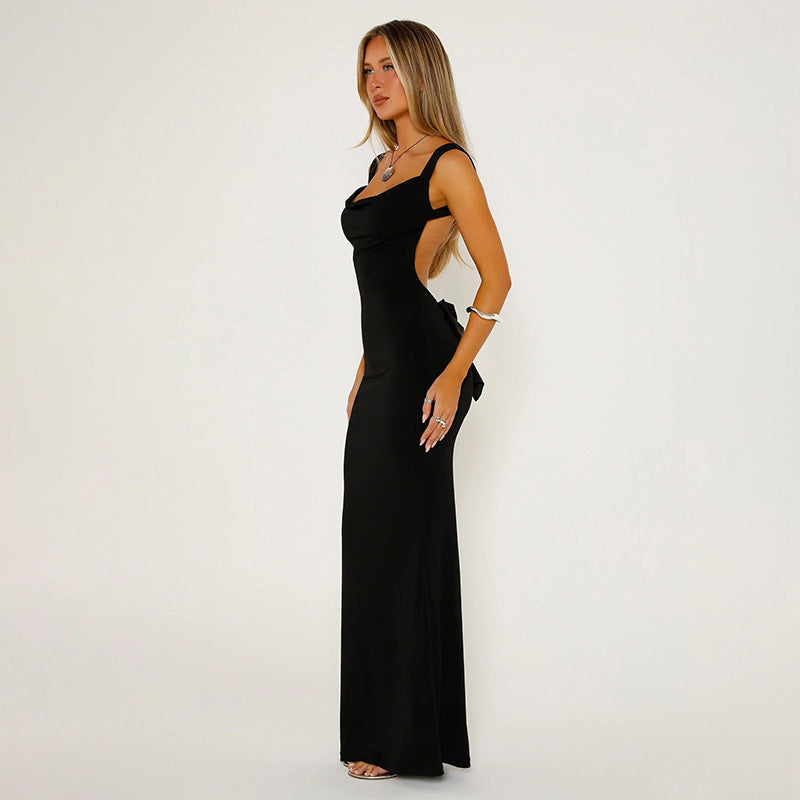 Damen Elegantes Maxikleid mit figurbetontem Schnitt und tiefem V-Ausschnitt Drune